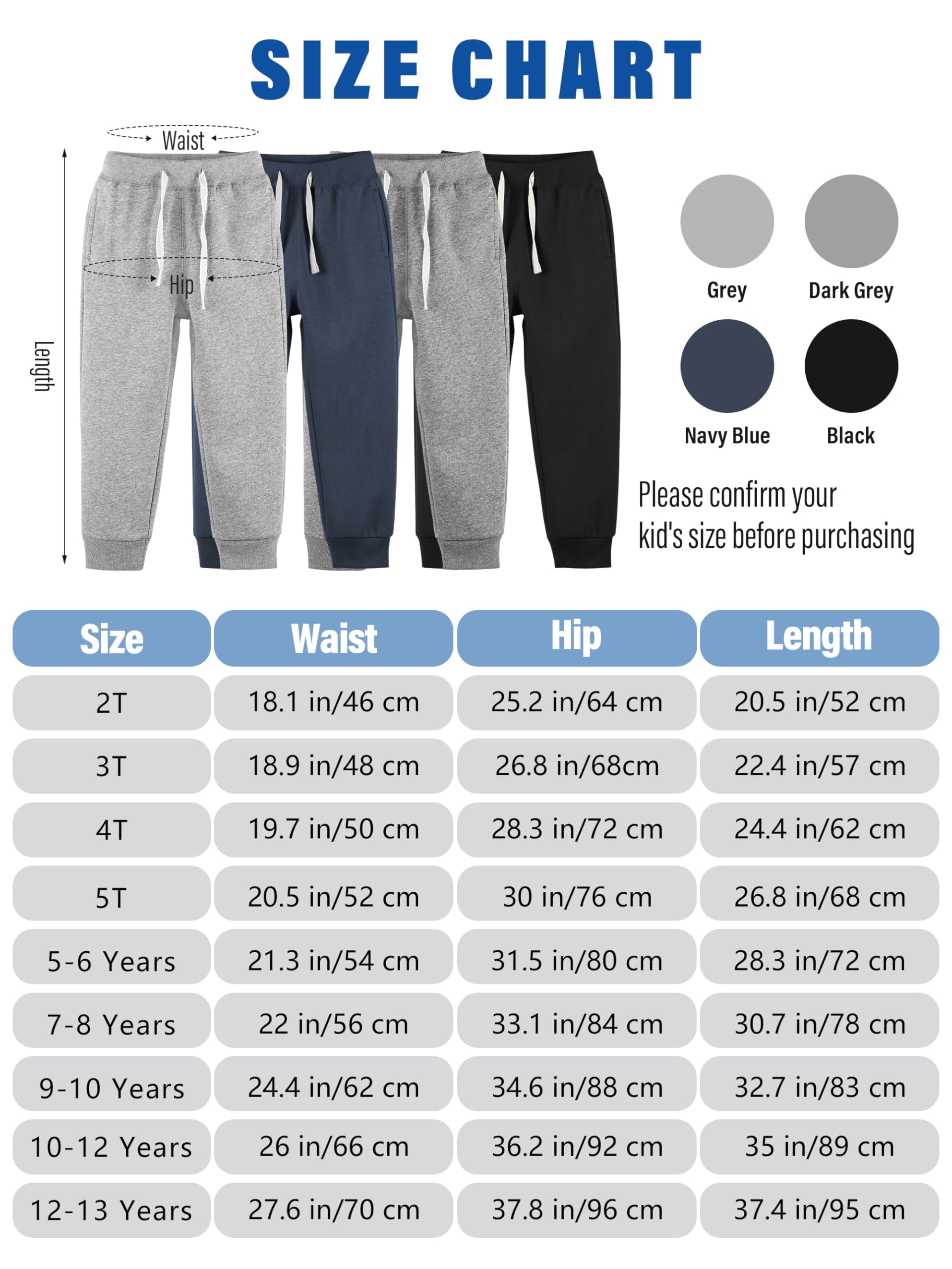 Resinta 3/4 Pack Toddler and Boys Fleece Lined Sweatpants Cotton Youth Jogger Pants Kids Pants with Pockets Drawstring