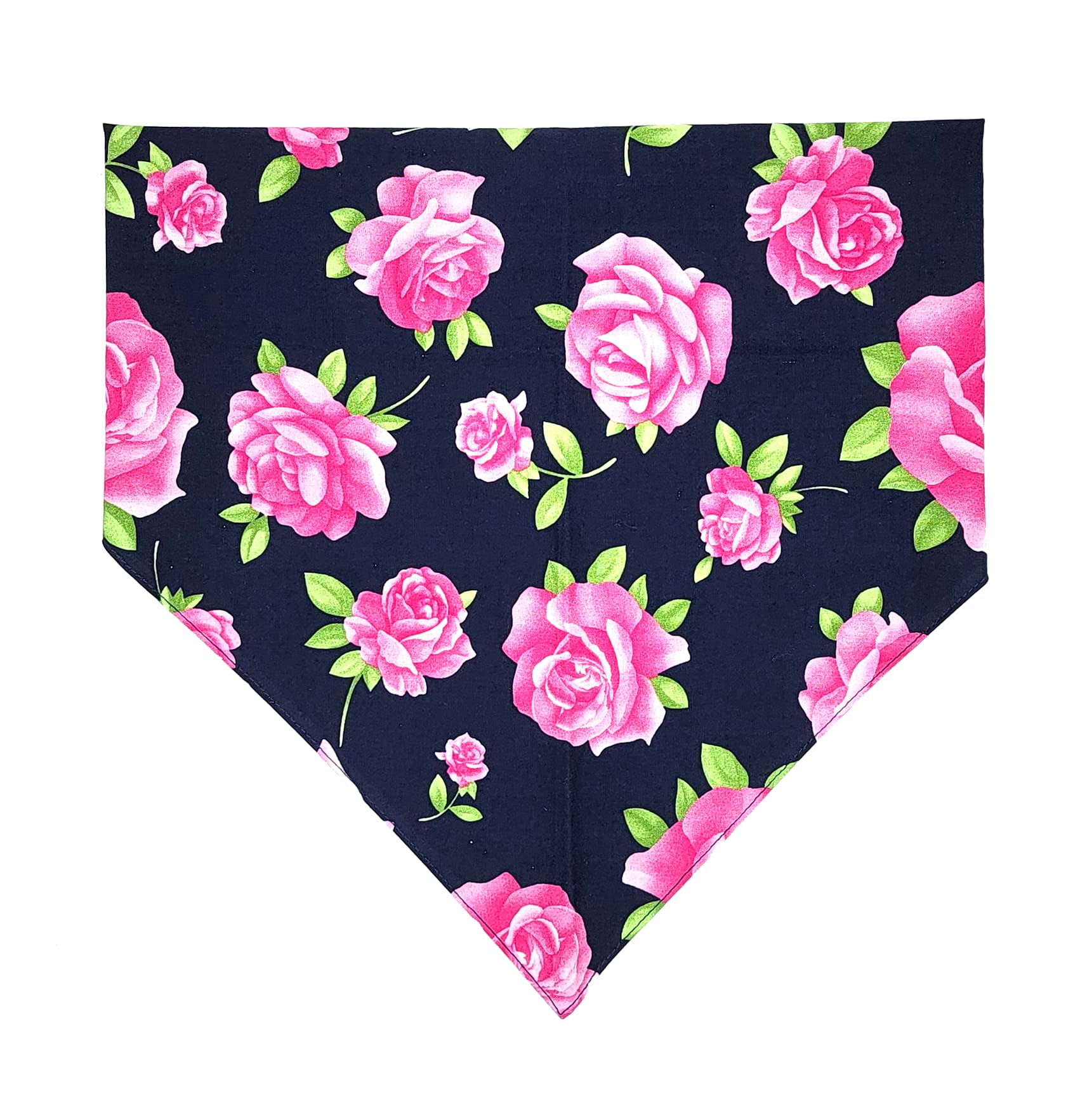 Handmade Dog Cat Puppy Reversible Bandana Bib Triangle Scarf for Small to Large Breed (Rose, X-Large)
