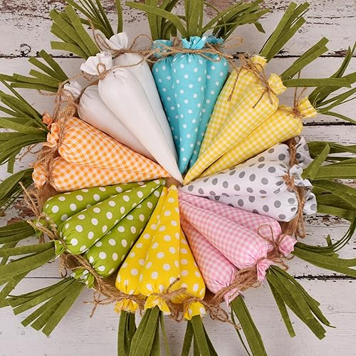 Miniatura 3 de werdecade 3 zanahorias de tela artificial de Pascua, zanahorias a cuadros de búfalo, coloridas zanahorias de Pascua rellenas hechas a mano para