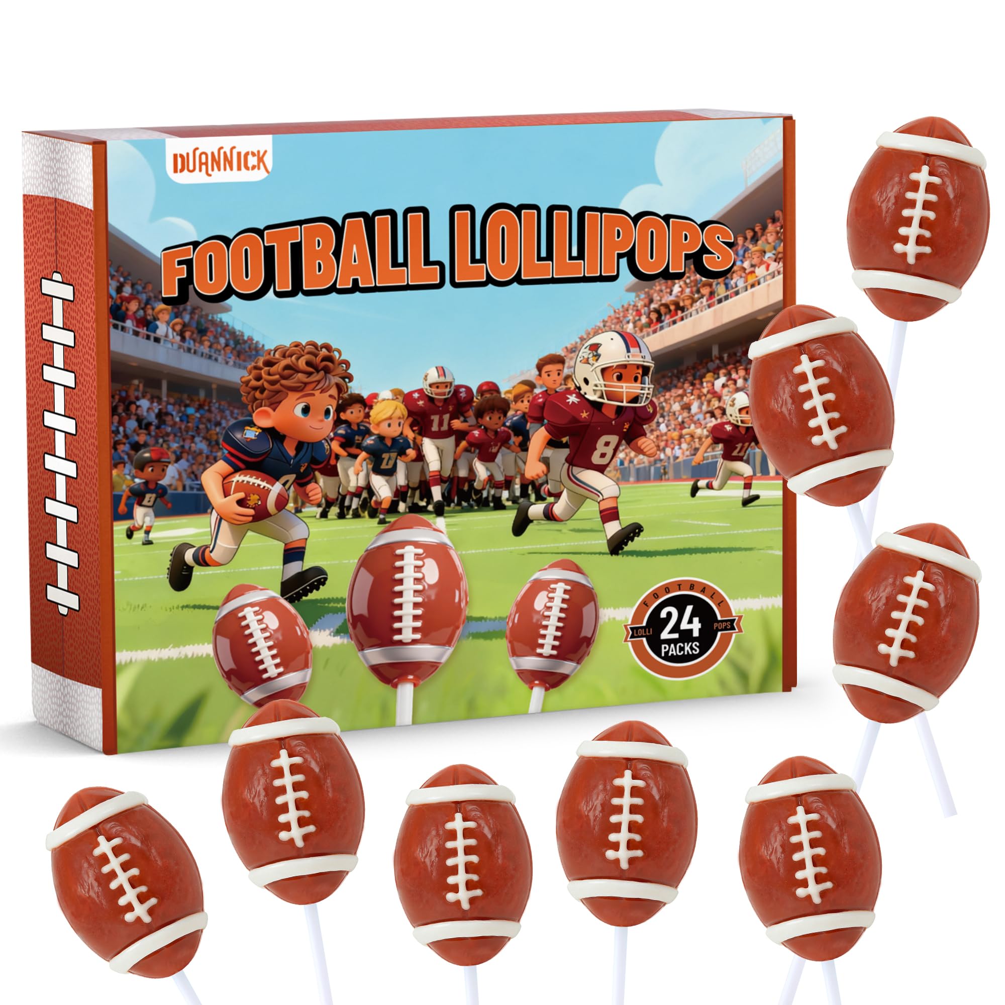 Football Candy Bulk 24 Packs, Big Game Party Football Lollipops for Football Party Favors, Birthday Favors, Team Sports Events and Championship Treats