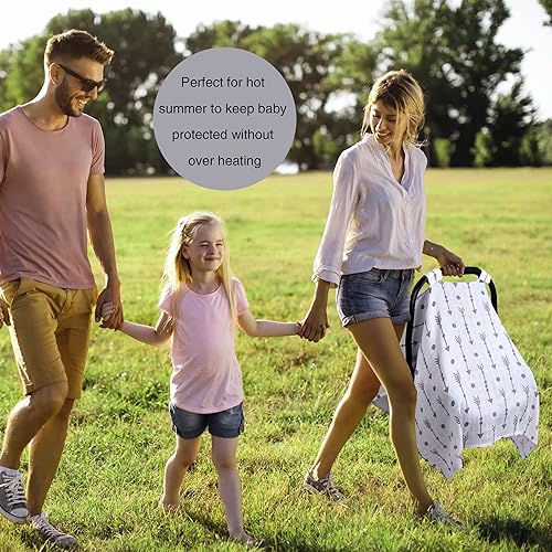 Miniatura 5 de Rquite Fundas de asiento de automóvil para bebés, funda de asiento de automóvil 100% muselina para niños y niñas, toldo ligero para asiento de