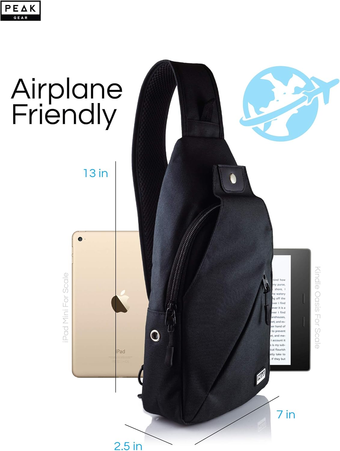 Peak Gear Sling Compact Crossbody Backpack and Day Bag (Black) Photo