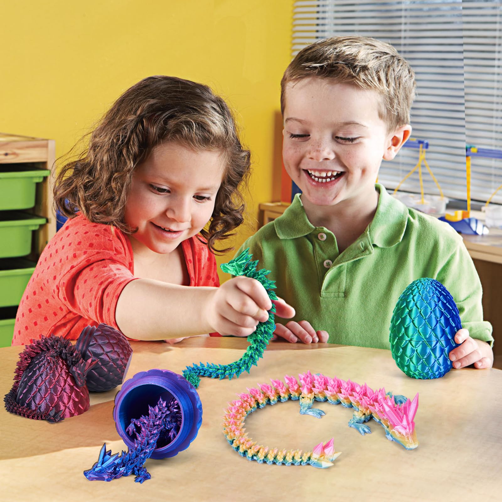 3D-Gedruckter Drache (28,5 cm) mit Drachenei – Ostern Spielzeug und Deko, Ostergeschenke Kinder, Laserviolett - 3