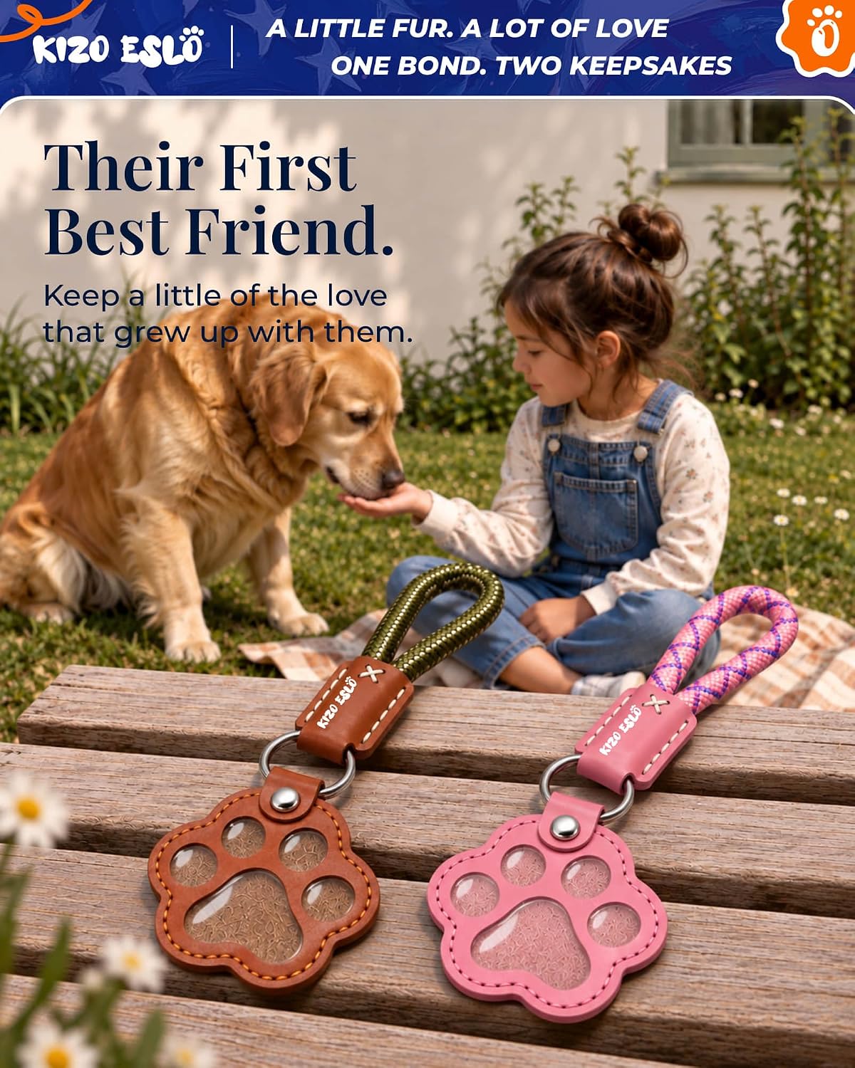2-Pack Dog Hair Keychain Keepsake with Braided Straps, Gifts for Pet Lovers image 3