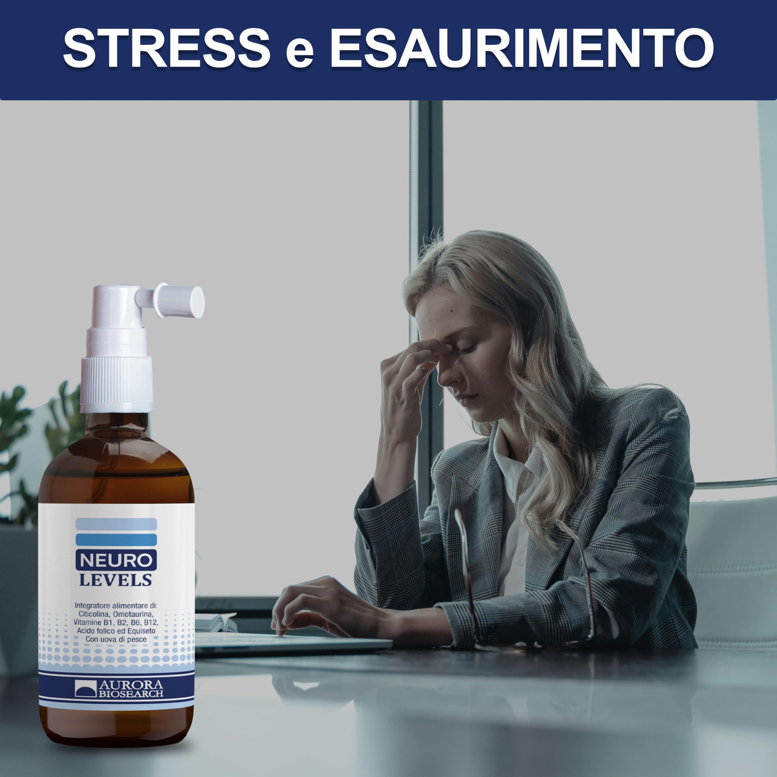 Integratore Completo per Memoria, Attenzione, Burnout, Stress Stop, 50 ml Spray orale con Stamisoma (Confezione da 1)
