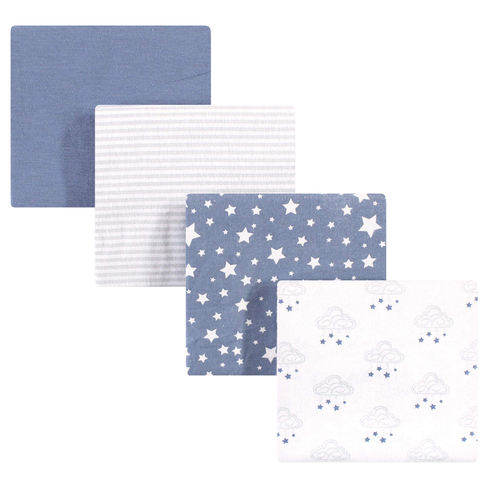 Hudson Baby Unisex Baby Cotton Flannel Receiving Blankets, Cloud Mobile Blue, One Size