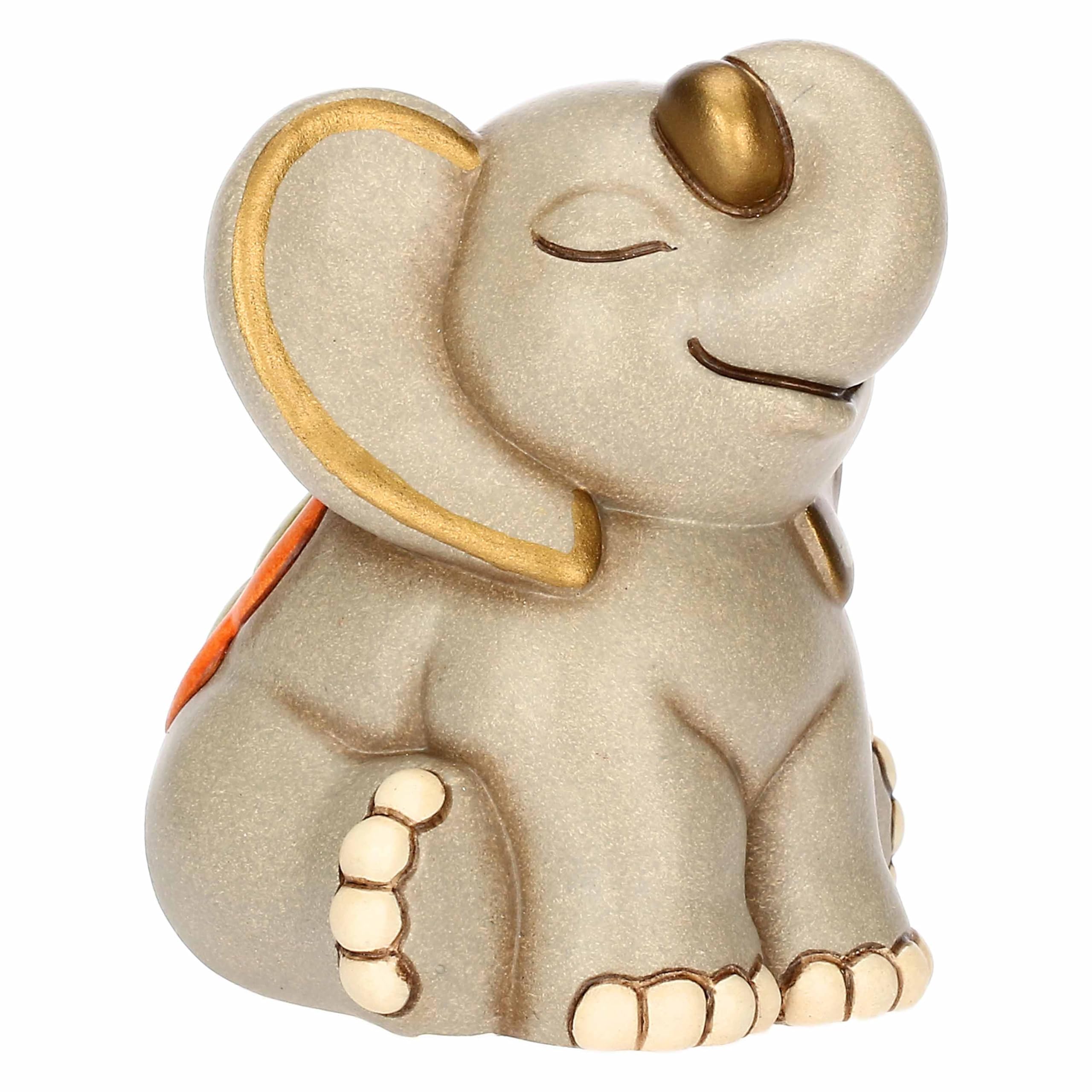 THUN, Elefante Elly in Ceramica Decorata a Mano, Versione Piccola, 7.5 x 7.3 x 8.6 cm h