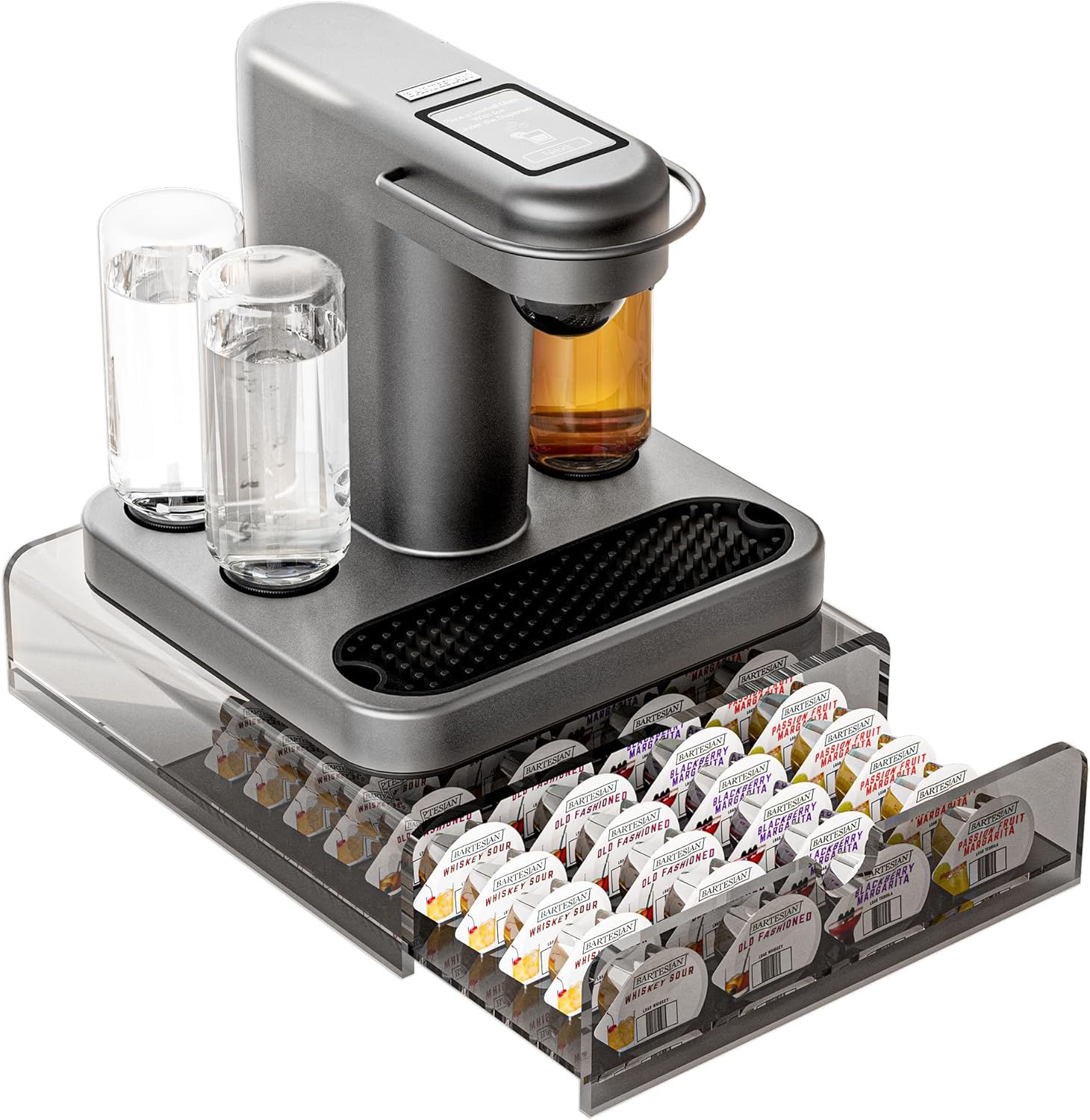 Cocktail Pod Holder Compatible with Bartesian Cocktail Machine for Bartesian Capsules Storage Drawer Transparent Black