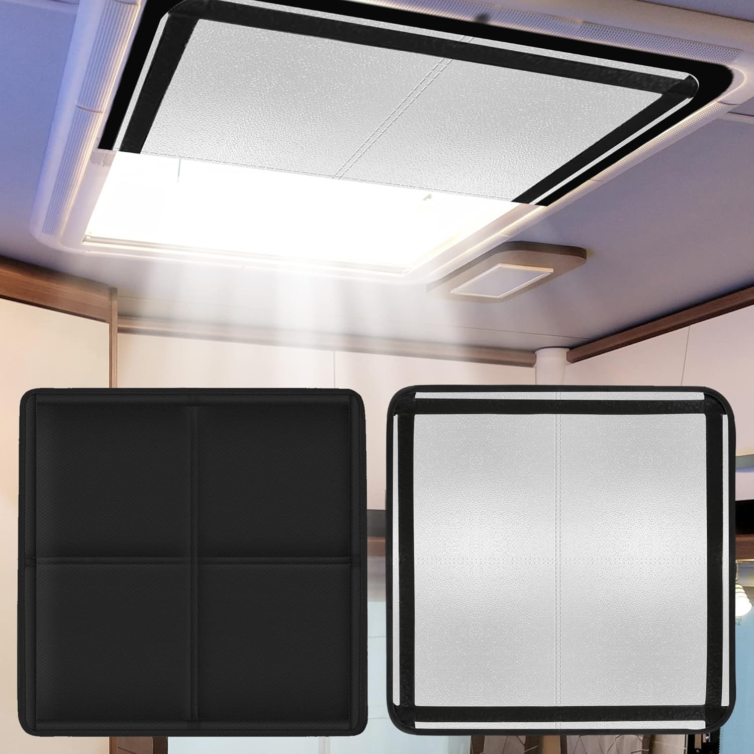 RV Murts RV Door Window Shade, 25" x 16" Magnetic Foldable Camper Door Window Insulation Cover UV Reflection, Privacy Protection Travel Trailers Sun Blackout, Velcro Waterproof Thickened Oxford Fabric