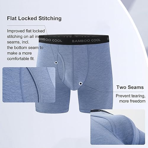 Miniatura 6 de BAMBOO COOL Calzoncillos tipo bóxer ultra transpirables para hombre, no se suben con cintura cómoda y flexible, paquete múltiple