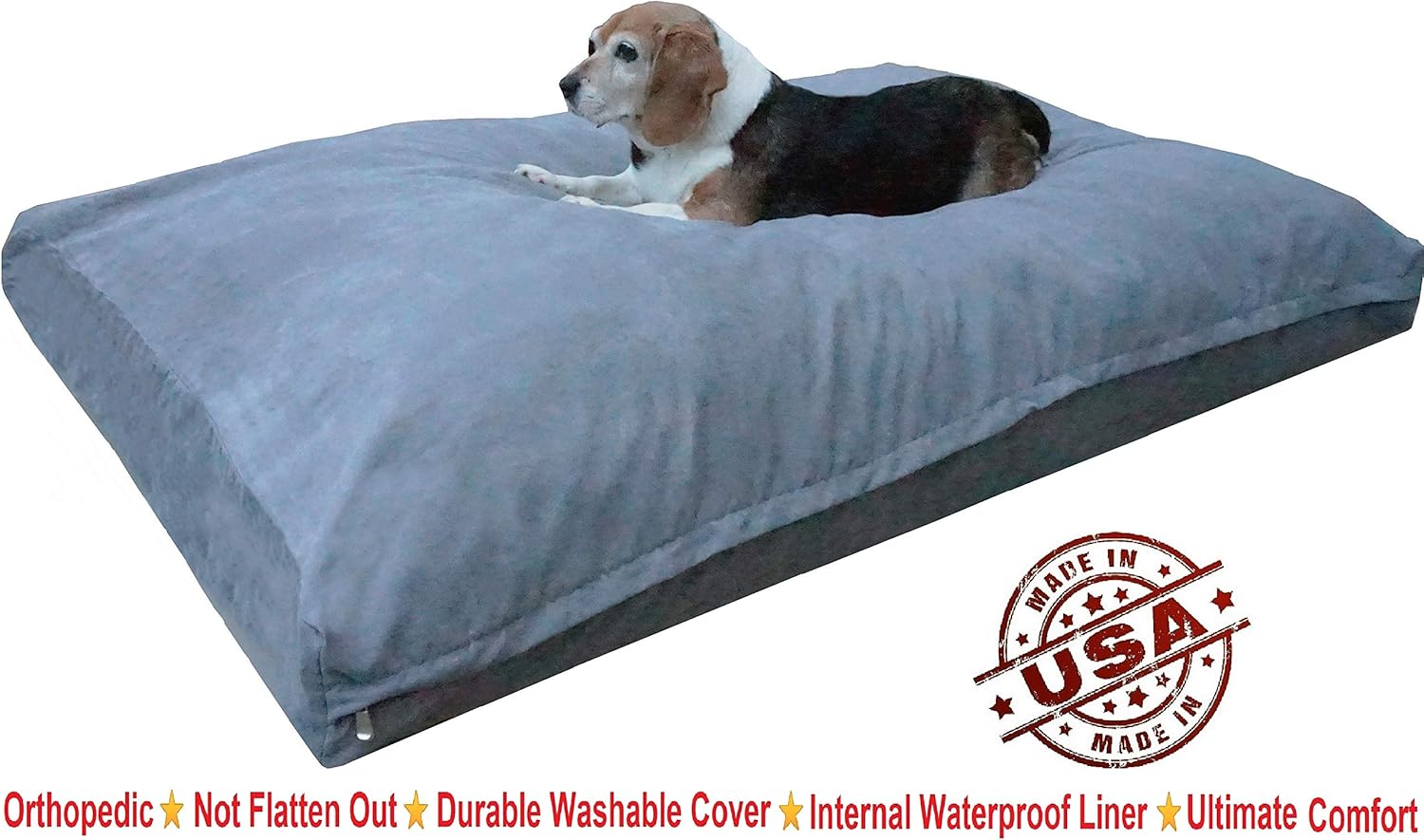 Dogbed4less XXL Orthopedic Extreme Comfort Memory Foam Dog Beds for Large Dog, Waterproof Internal Case and Machine Washable External Cover, 55X37 Pet Pillow, Grey