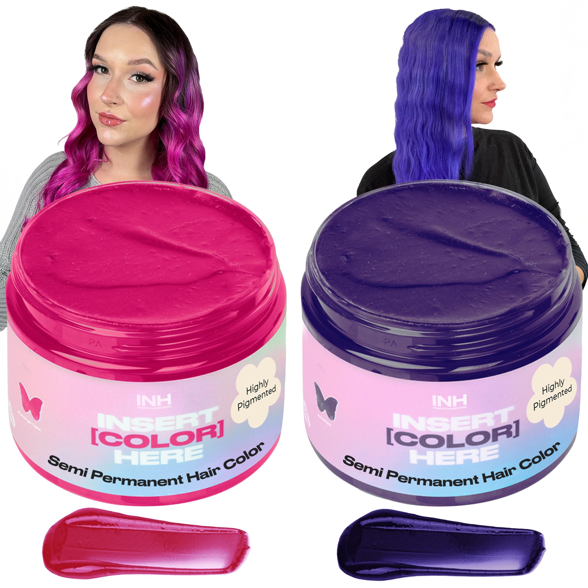 Amazon.com : INH Hair Dye Set - Flamingo Topaz Pink & Amethyst