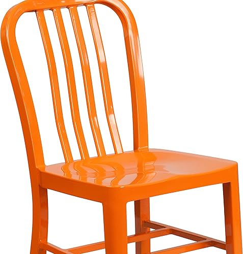 Miniatura 8 de Flash Furniture Gael - Juego de 2 sillas de metal naranja para interiores y exteriores de grado comercial Naranja,Oro negro