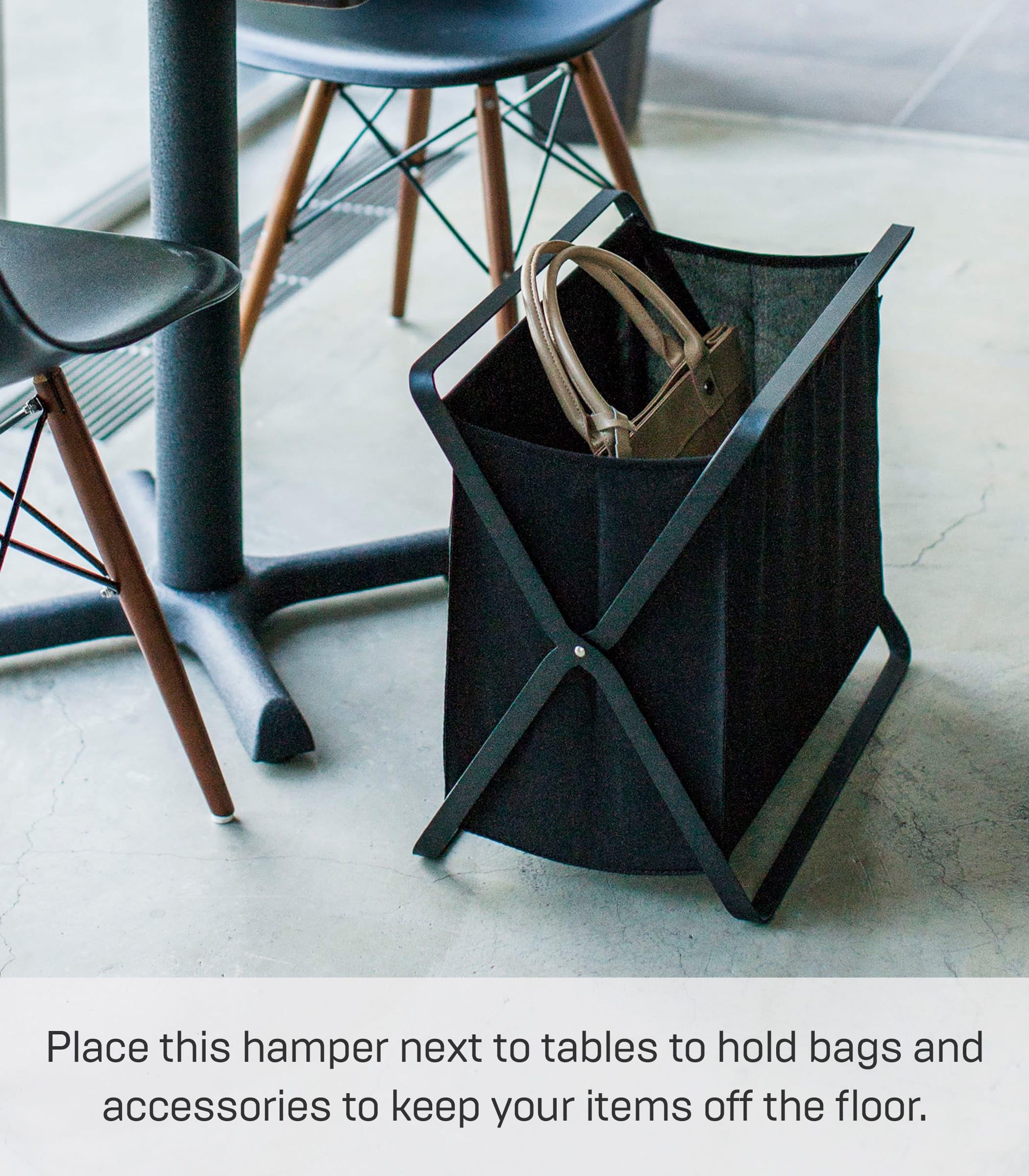 Yamazaki 3545 TOWER Storage Basket, black, Steel/Polyester/Polypropylene, 46 x 29 x 40 cm