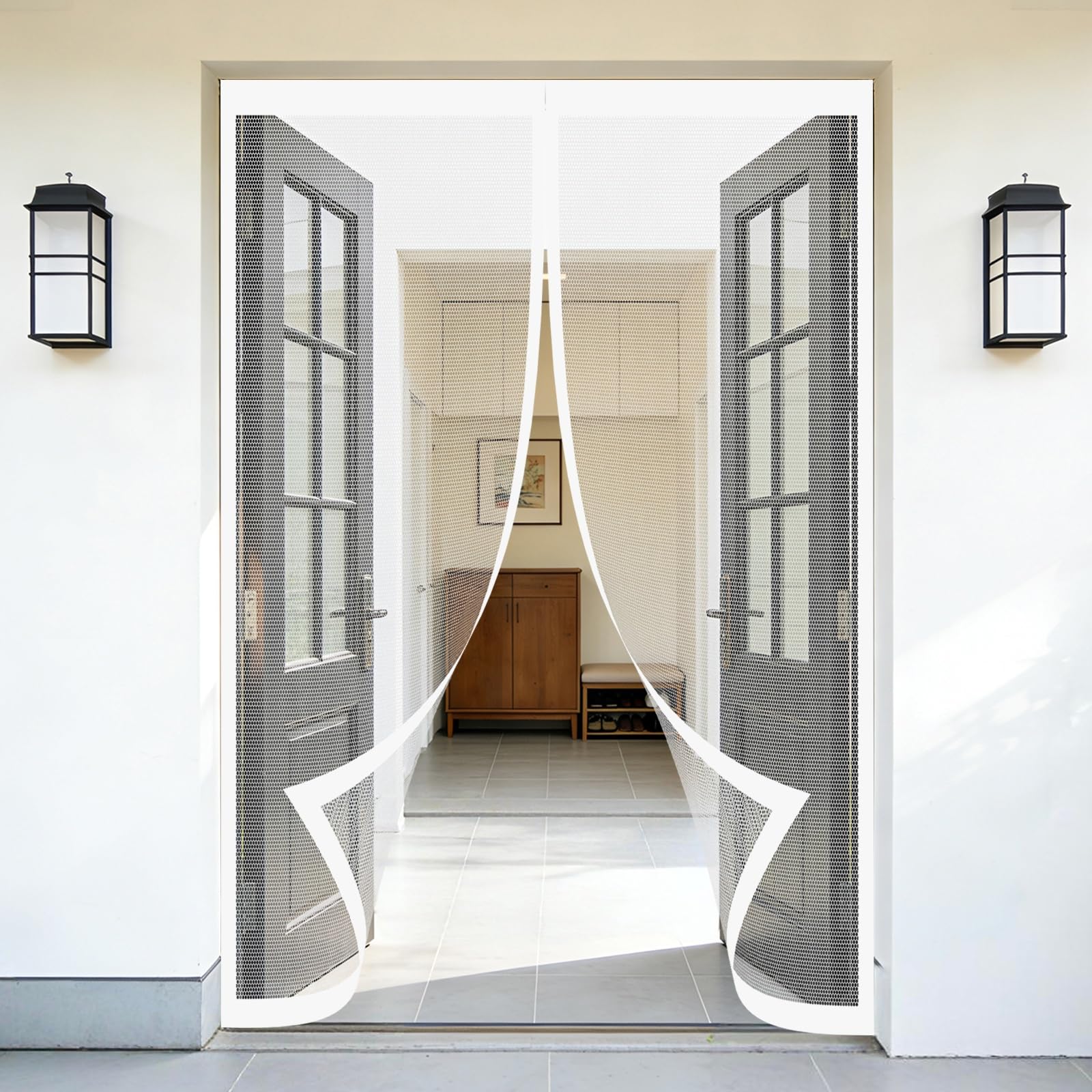 Moustiquaire porte fenêtre 160x180 cm aimantée blanche sans perçage pour un été serein