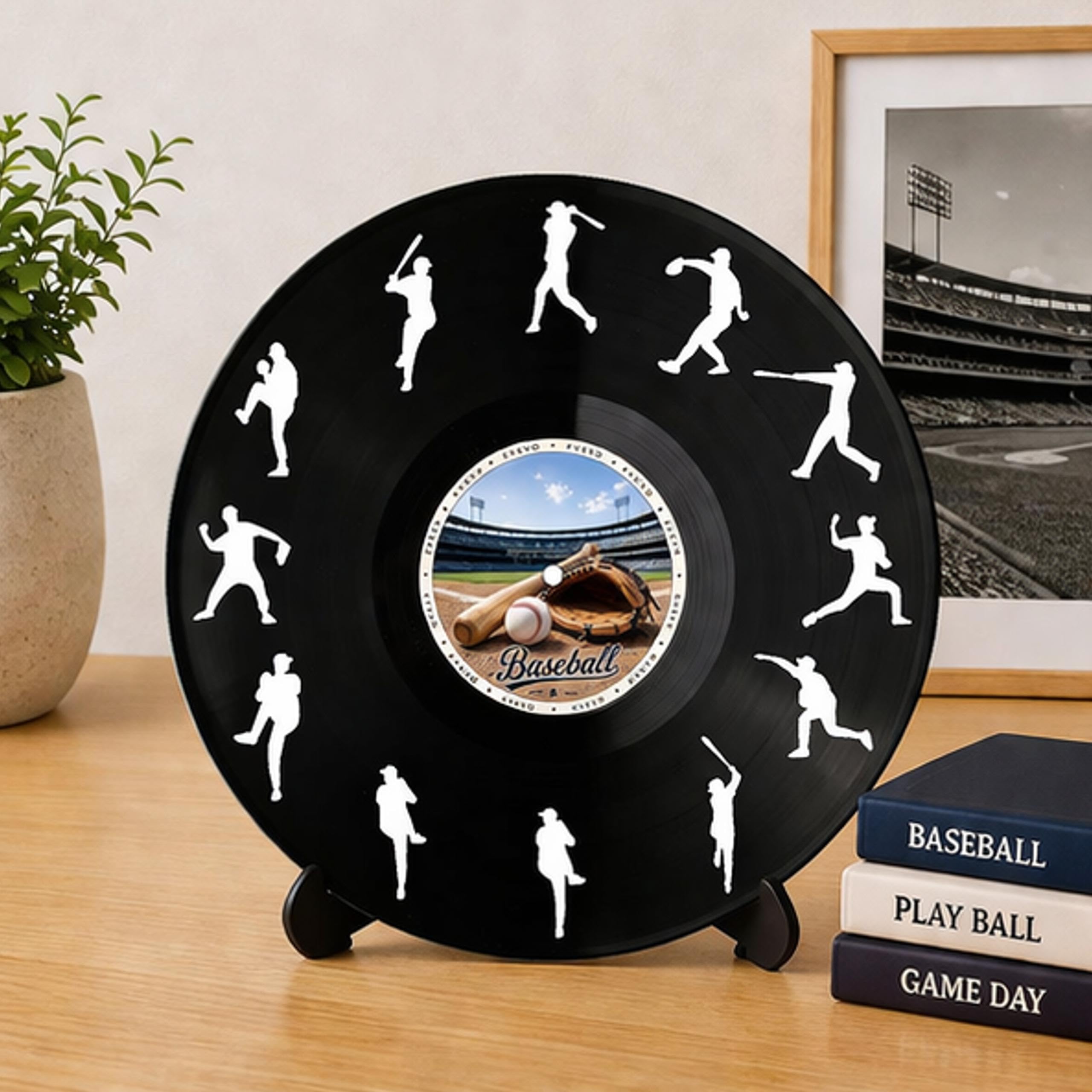 EVEVO D0033 - Decorazione da parete a forma di disco di baseball, in vinile, ideale come regalo per gli appassionati di baseball