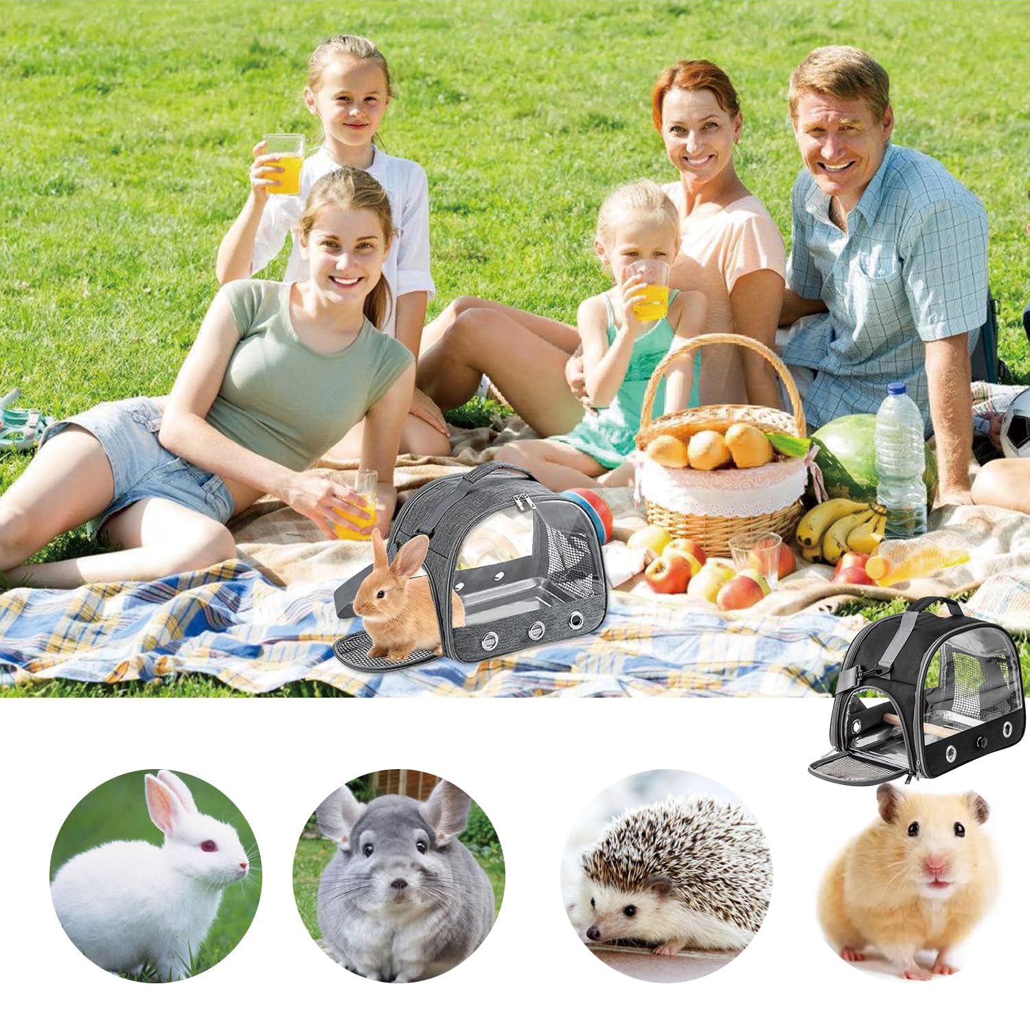Jaula De Viaje para Pájaros con Percha Y Bandeja, Bolsa De Transporte para Pájaros, Transportador Portátil para, Bolsa De Viaje para Loros, para Periquitos y Loros Pequeños, Negro