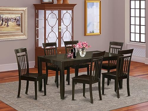 Miniatura 2 de East West Furniture LYCA7-CAP-W - Juego de comedor de 7 piezas compuesto por una mesa de comedor rectangular con hojas de mariposa y 6 sillas de