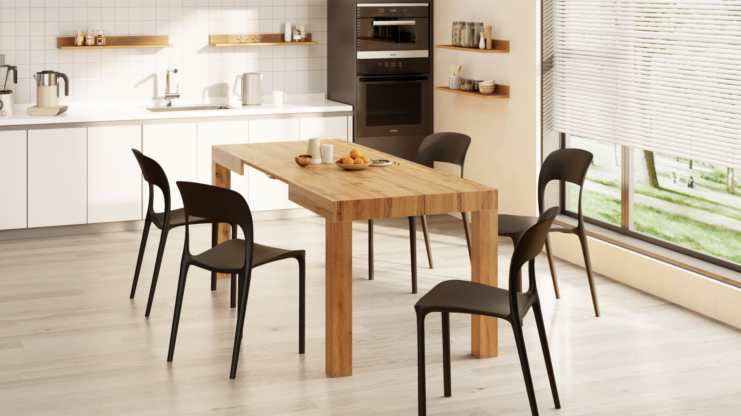 MOBILI FIVER, Sillas Amanda, Set de 4, en Negro, Polipropileno, Silla por Cocina, Jardín, Salon