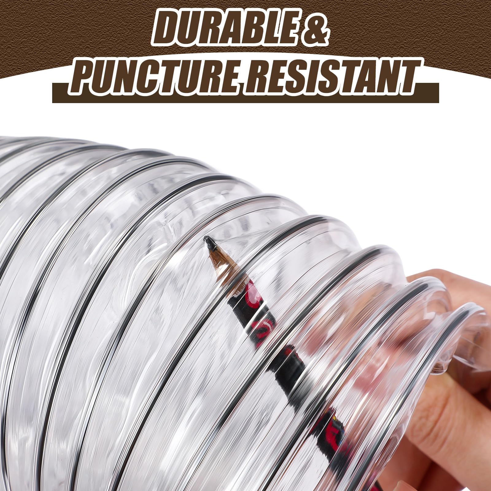 Therwen Manguera de recolección de polvo de PVC transparente, manguera de recogida de residuos de polvo y humos, mangueras de vacío transparentes flexibles (4 pulgadas x 40 pies)