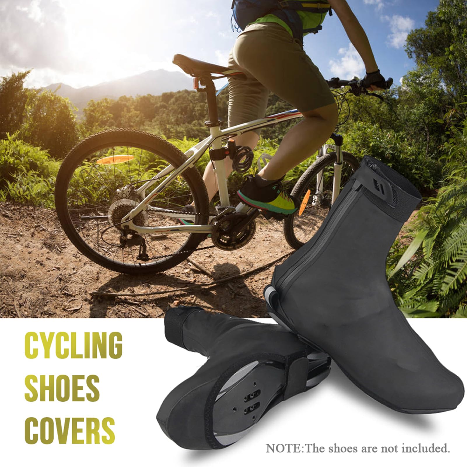 Cubrebota Ciclismo,Cubiertas Impermeables para Zapatos de Ciclismo con diseño de Viento Calzado Reflectante Hombres Mujeres Cubiertas térmicas Reutilizables para Zapatos de Bicicleta MTB