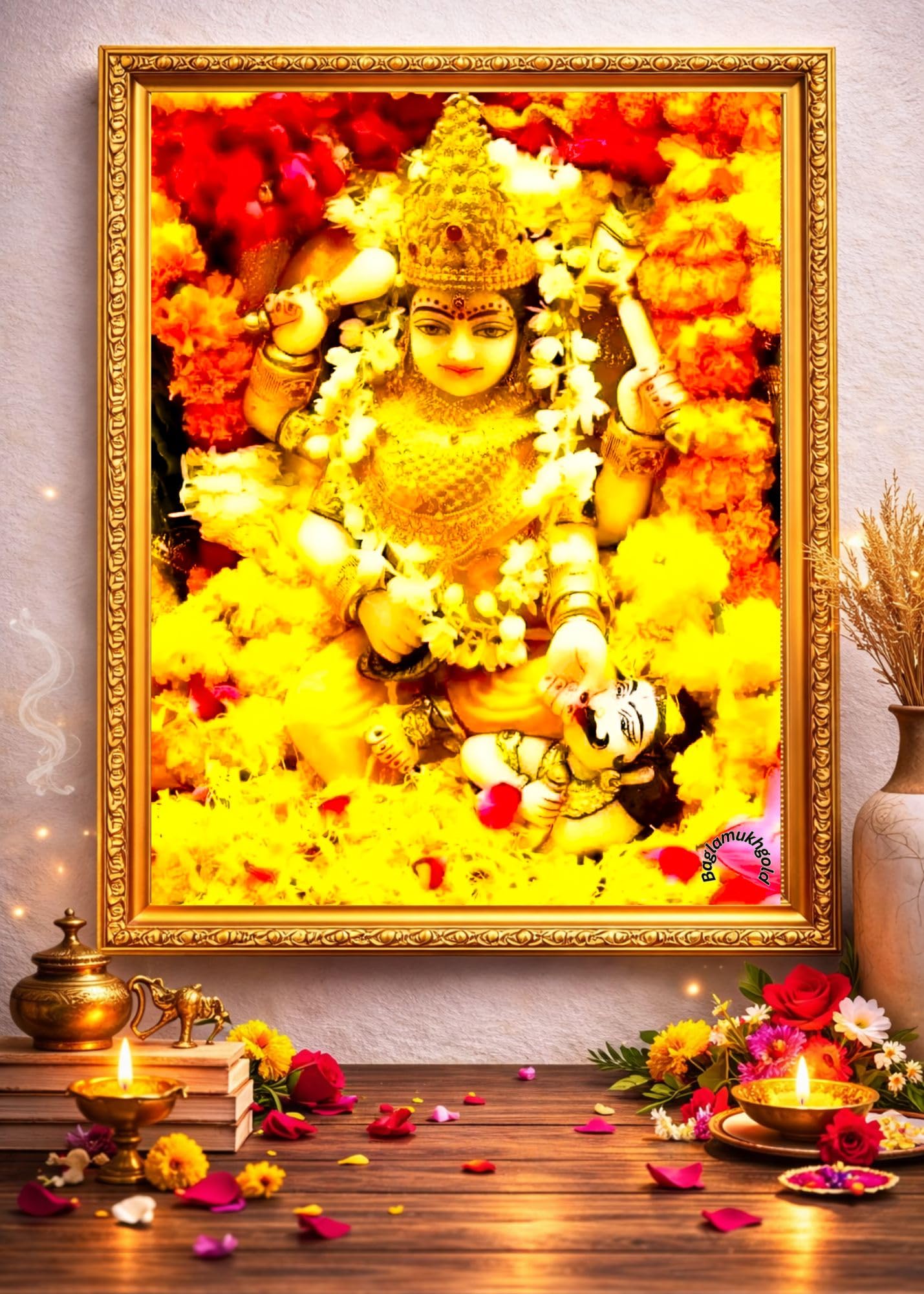 Maa Baglamukhi Photo Golden Frame, Rectangular, Polished Finish, 20 cm x 15 cm-image-15