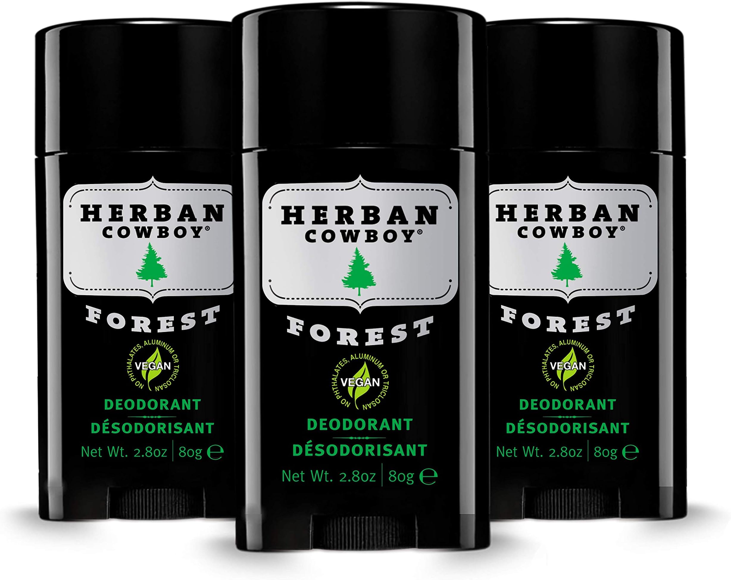Pack of 3 x Herban Cowboy Deodorant Forest - 2.8 oz