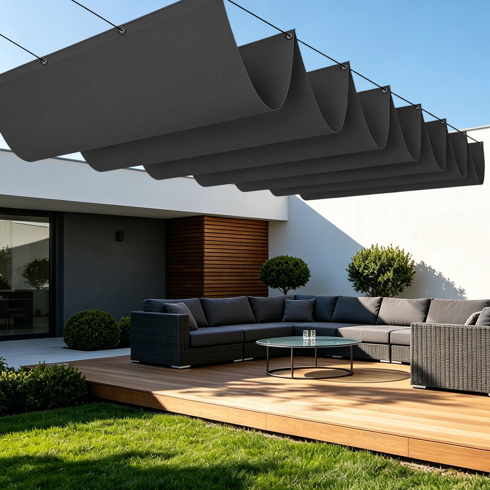 Toile ombrage extérieur 2x3m rétractable pour des repas au jardin à l'abri