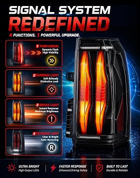 Upgrade Smoke Tail Lights Assembly Fit For GMC Yukon Yukon XL Denali 2015 2016 2017 2018 2019 2020 Rear LED Brake Turn Signal Back Taillight Left Driver Right Passenger GM2800268 GM2801268
