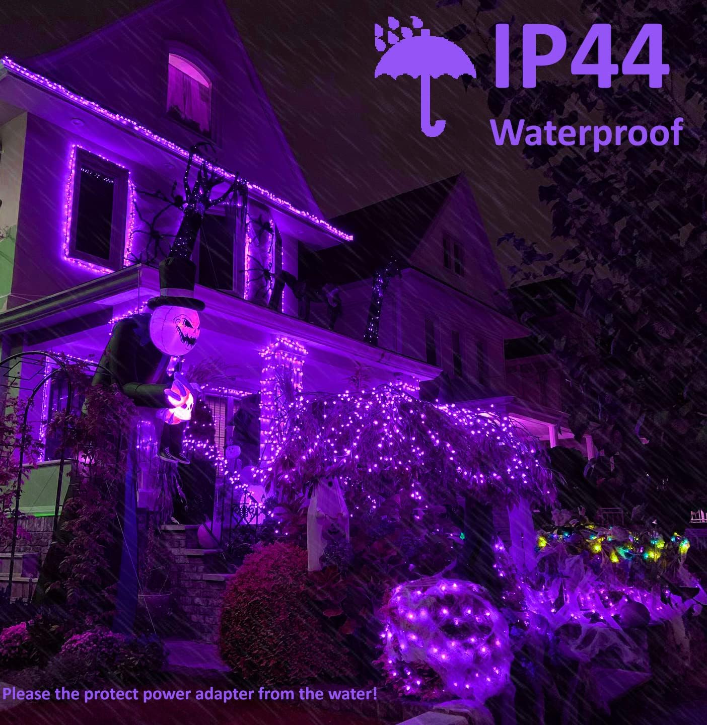 BrizLabs Purple Halloween Lights, 2 Pack Total 157.48ft 480 LED Halloween String Lights, Plug in Purple Mini Tree Light Connectable, 8 Modes Outdoor Holiday Lighting for Tree Home Yard Patio Decor
