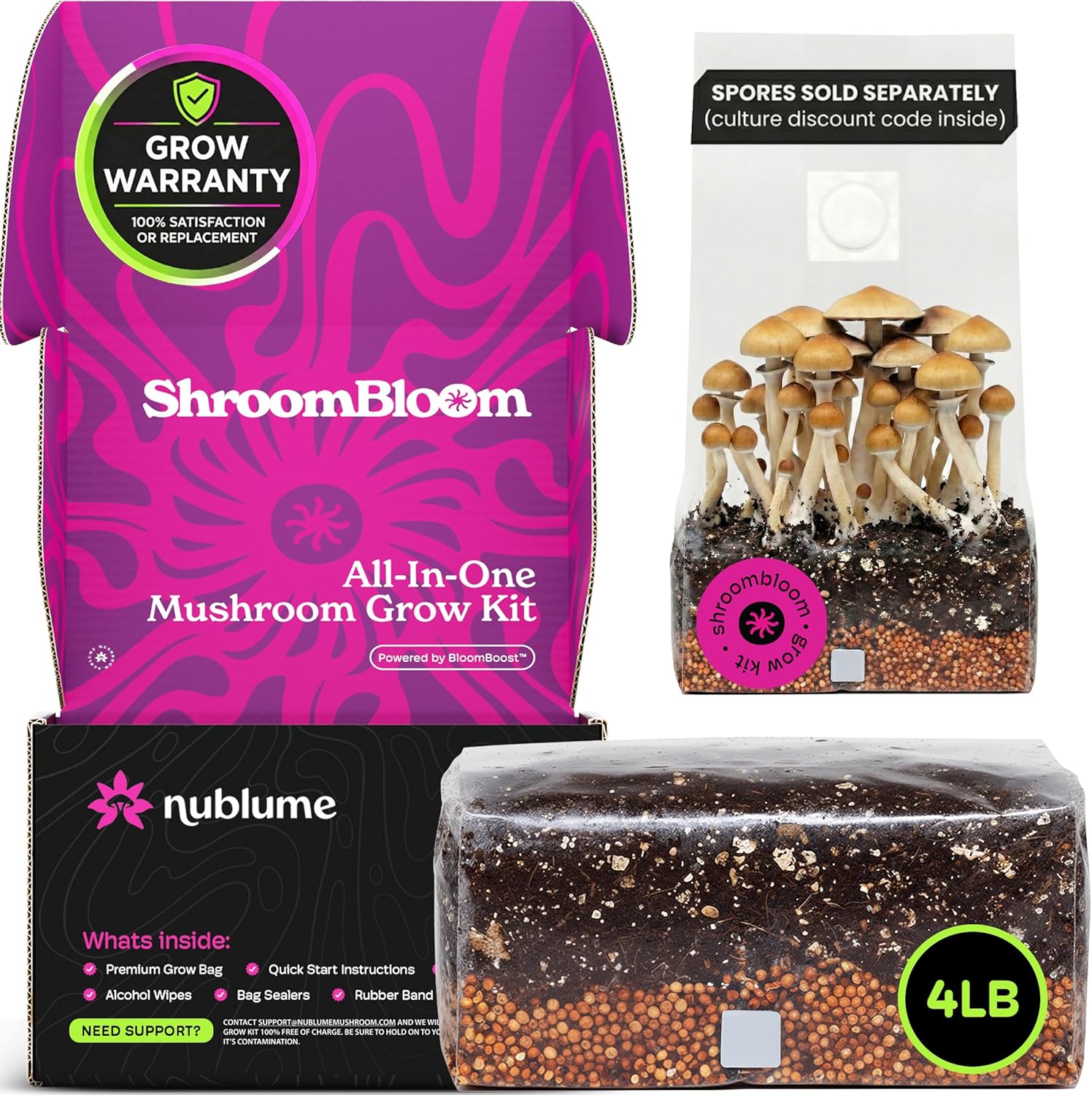 Mushroom Grow Kit – All-in-One 4LB Grow Bag with Injection Port – Fast-Colonizing Premium Substrate for Exotic & Gourmet Fungi – Multi-Flush High-Yield – USA Made