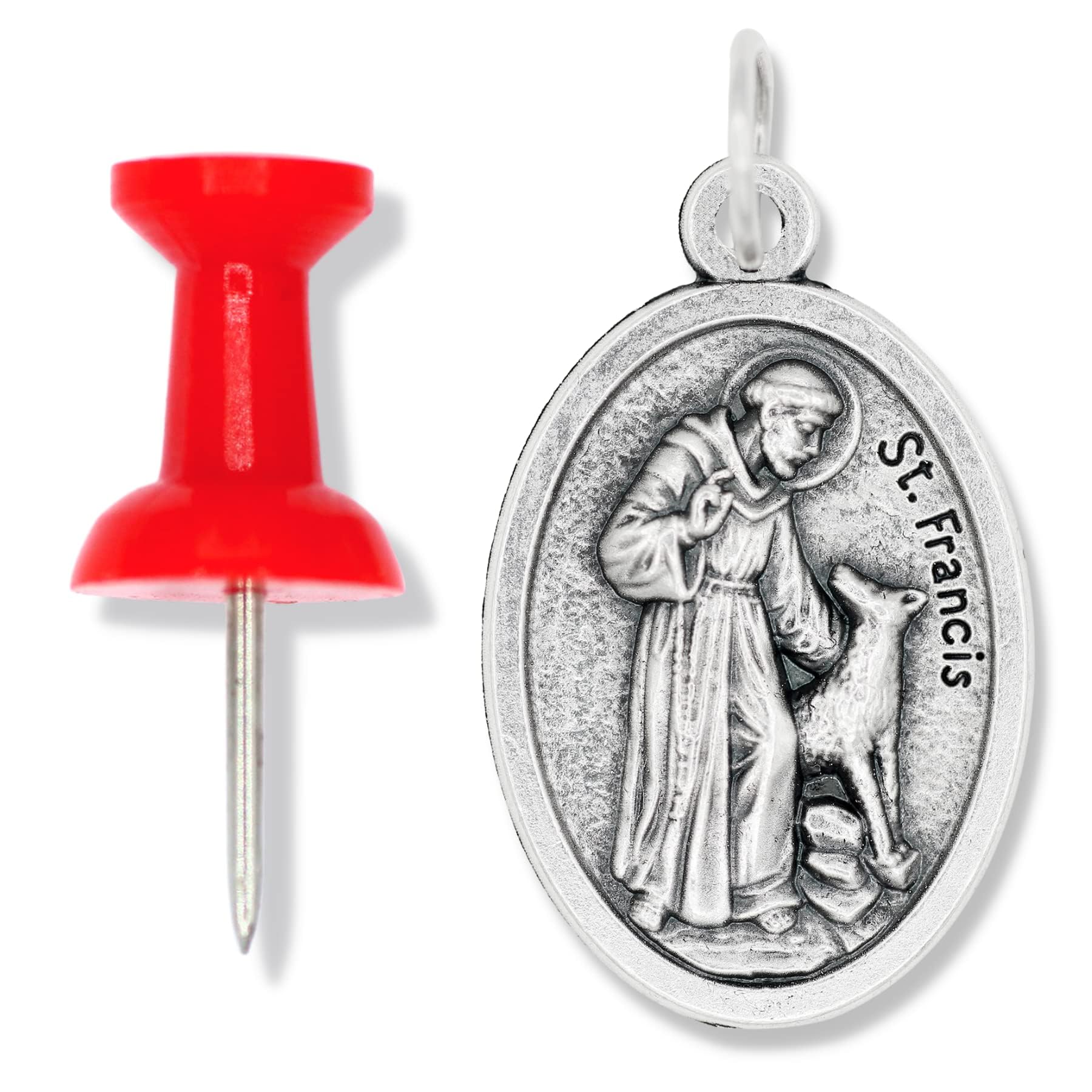 Confezione da 25 – Ciondolo San Francesco d'Assisi Benedici e Proteggi il mio animale domestico – 2,5 cm Medaglietta in argento ossidato San Francesco piccola per benedizione degli animali domestici
