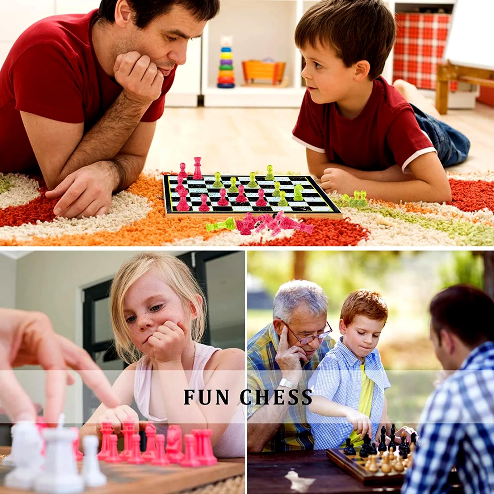 EPODA Moule en silicone en forme d'échiquier et d'échecs - En résine époxy - 3D - Pour fête de famille et jeux de société en plein air