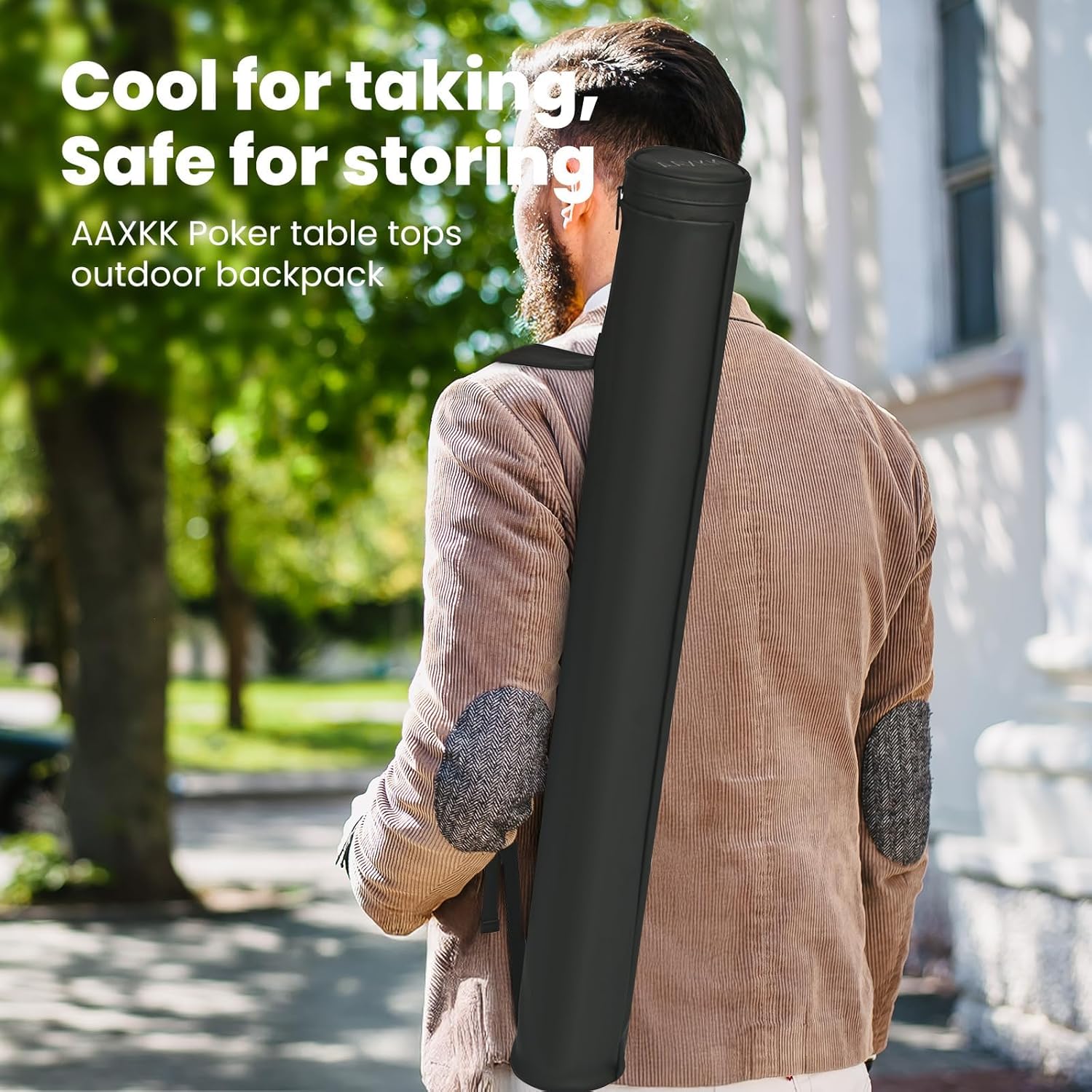 Waterproof PU Tube Carrying Soft Bag - Flexible Cylinder Storage for Mahjong Mat, Board Game Playmat, Texas Hold'em Poker Table Top, Baseball Softball Bat with Adjustable Shoulder Strap & Secure Lid