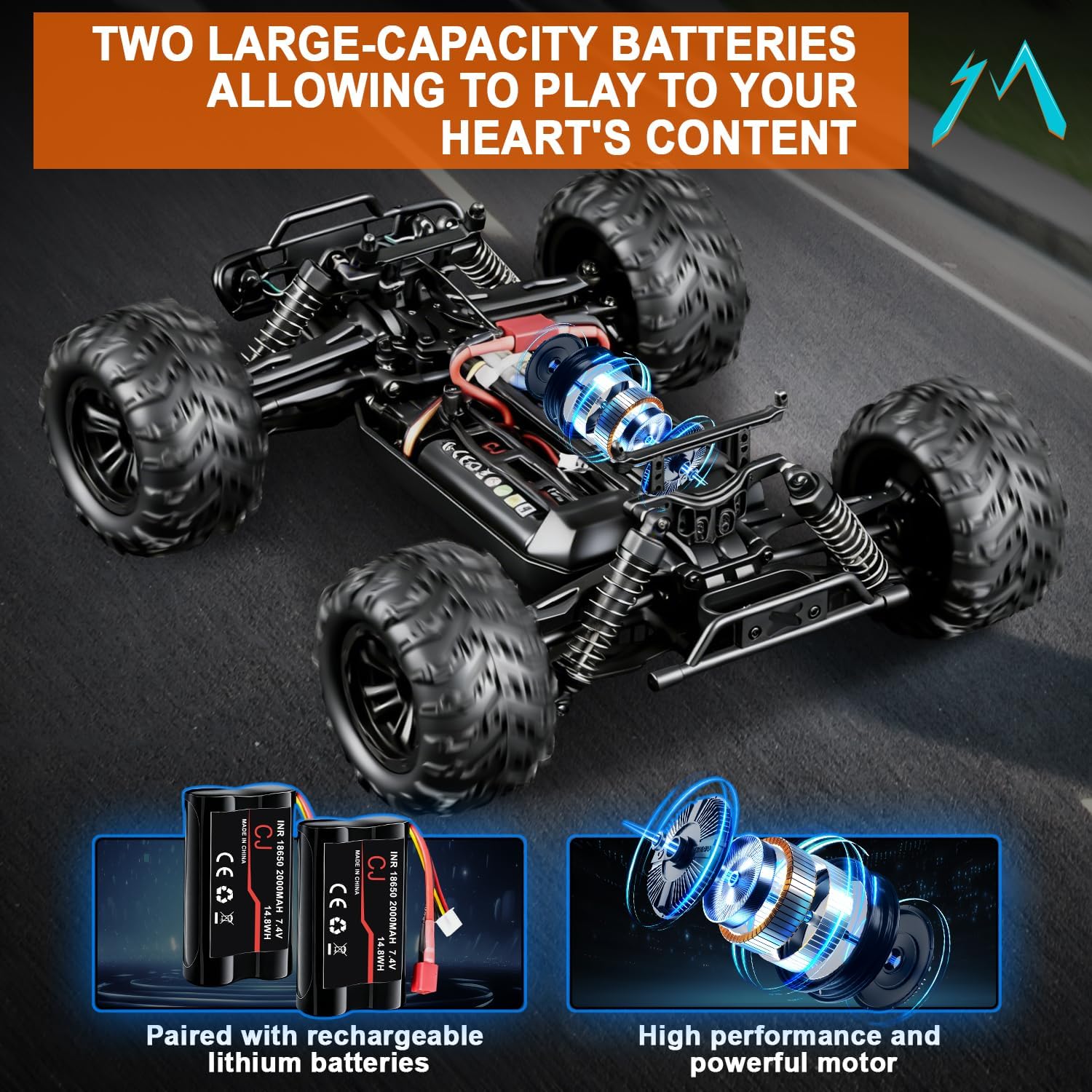 Fast Remote Control Car, RC Cars 1:16 4WD High Speed Motor for Adults 30+KPH 2.4GHz Remote Control with No Delay Off Road RC Truck All Terrains RC Cars for Professional Enthusiast