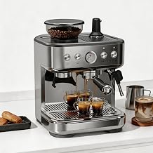 Siebträgermaschine mit Mahlwerk Espressomaschine mit 15 Bar, PID, Sofort-Heizsystem, Dampfdüse, 2,3L Wassertank, Edelstahl Siebträger Kaffeemaschine für Zuhause, Büro Küche