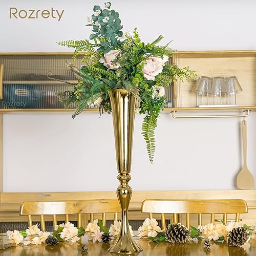 Miniatura 2 de 4 piezas de jarrón dorado para centros de mesa de boda para mesas de 22.5 pulgadas de alto, jarrones dorados para centros de mesa, soporte