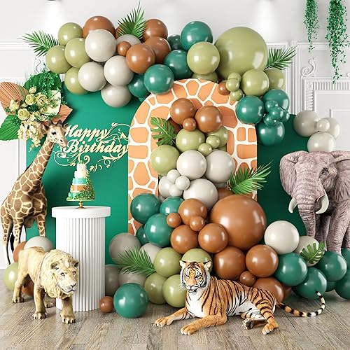 Miniatura 62 de Arco de globos de dinosaurio azul, verde y naranja, 121 unidades, cumpleaños de niños, decoraciones de baby shower Verde Naranja Azul