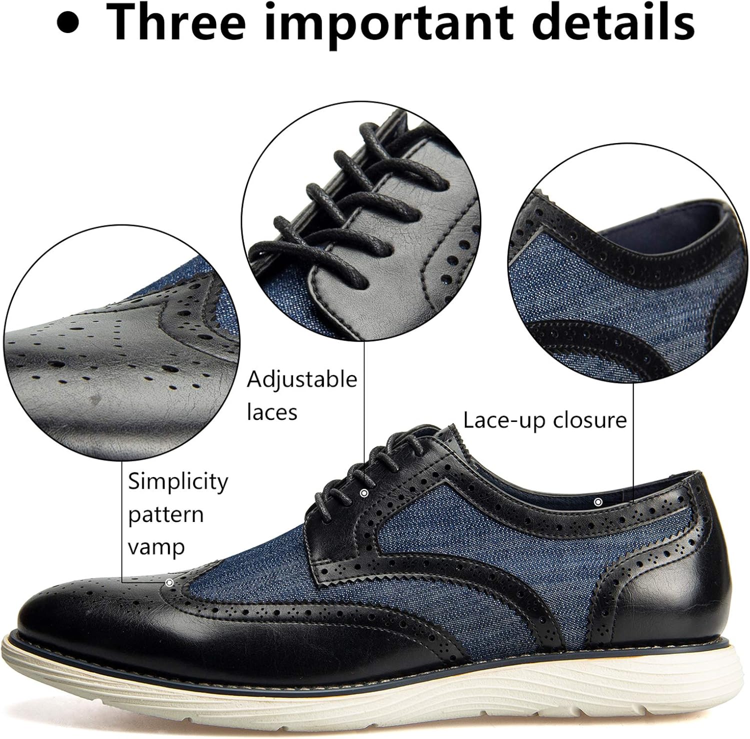 Meijiana Men's Oxford Shoes - Blue - Casual Dress Shoes - Image 3