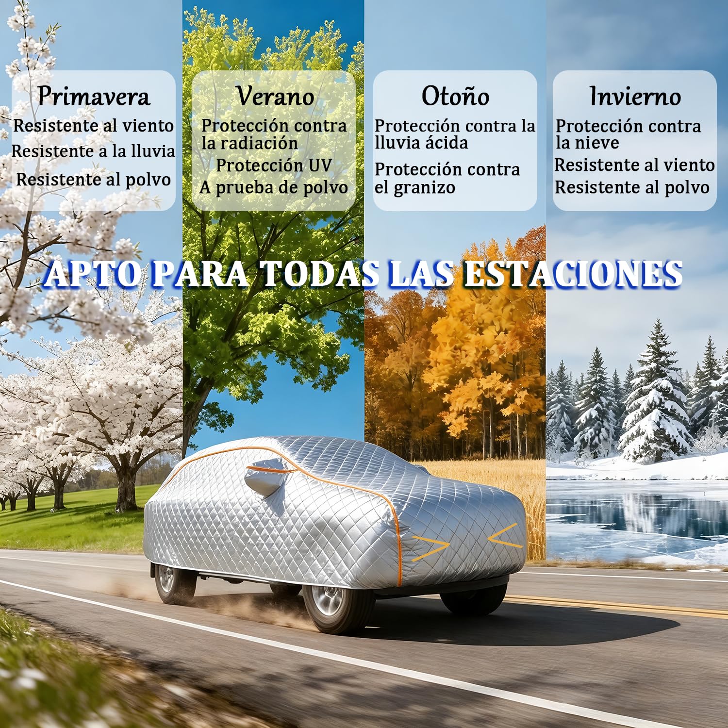 Funda Coche Antigranizo para Kia XCeed (2019-2026) Espesado de 7 Capas, Forro Suave, Transpirable, Antiviento, Impermeable, Tejido Oxford, Anti-UV, 4 Estaciones