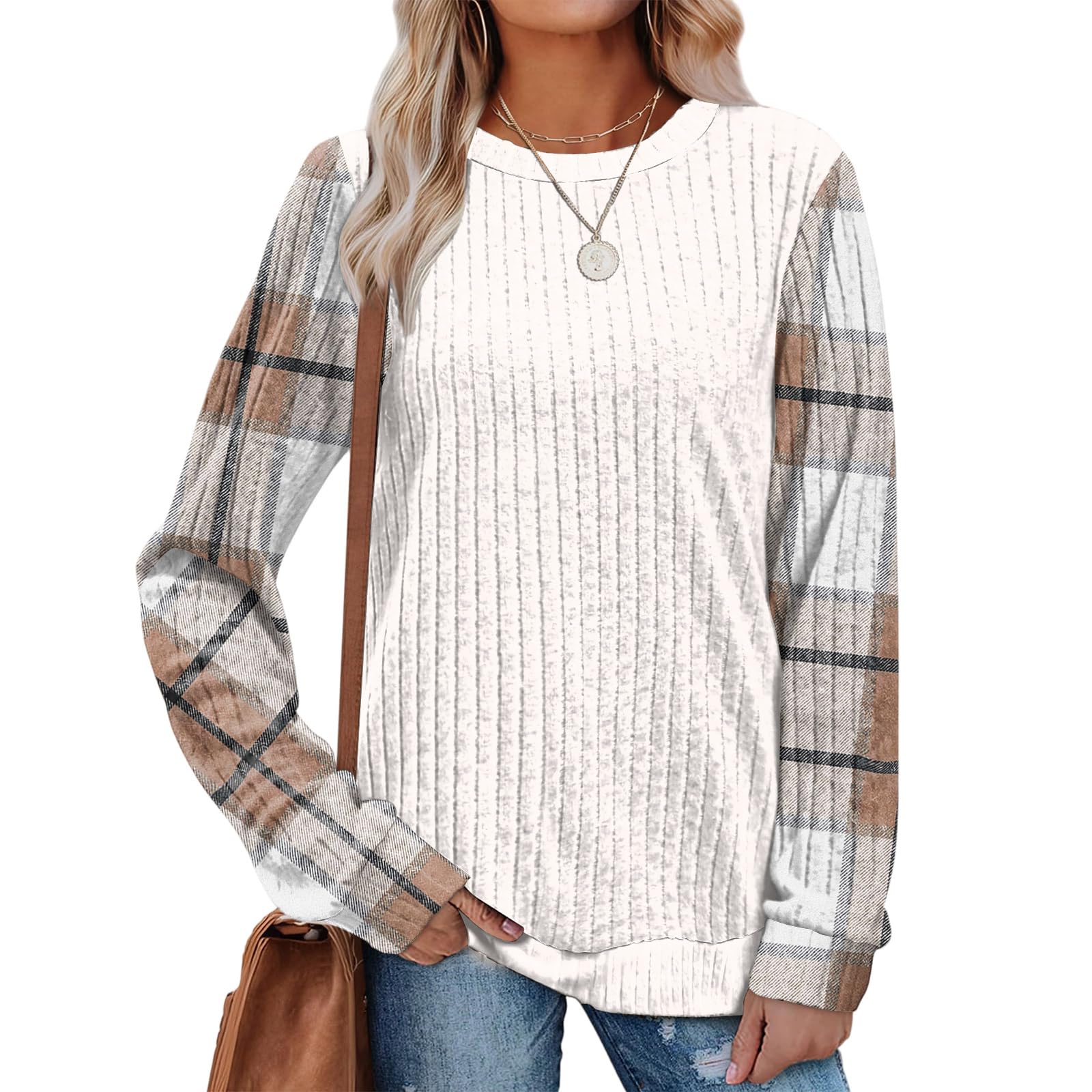 Long Sleeve Tops for Women 2025 Fall Sweater Lightweight Loose Fit Crewneck Womens Tops Winter Clothing
