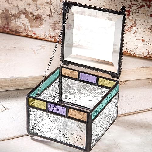 Miniatura 6 de J Devlin Glass Art Joyero personalizado de vitrales, regalo de graduación para la clase de 2025, recuerdo grabado personalizado para graduado de