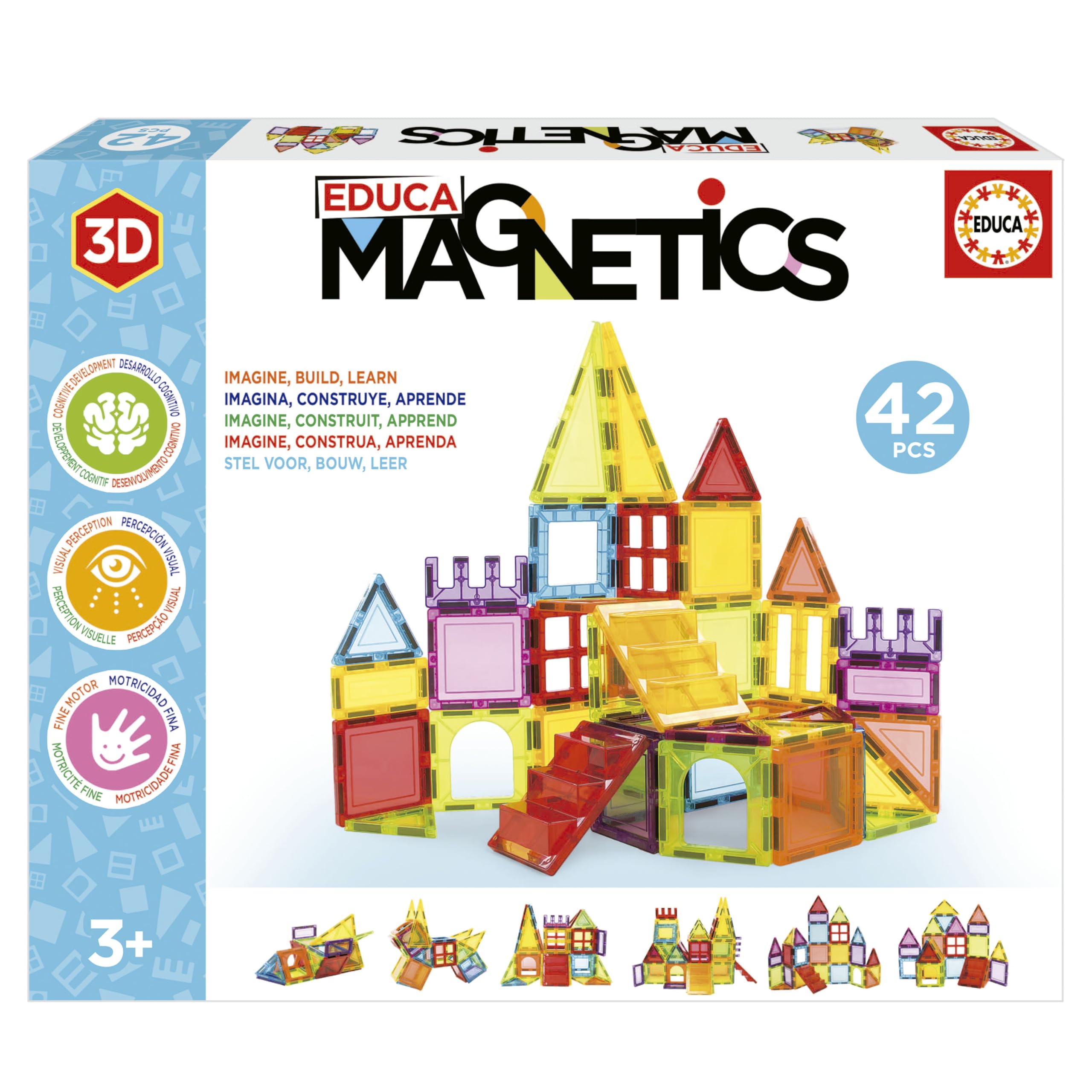 Educa - Magnetics | Juego Educativo de construcción 3D magnético con 42 Piezas para niños, construye Figuras geométricas desarrollando la Creatividad e imaginación. A Partir de 3 años (20023)