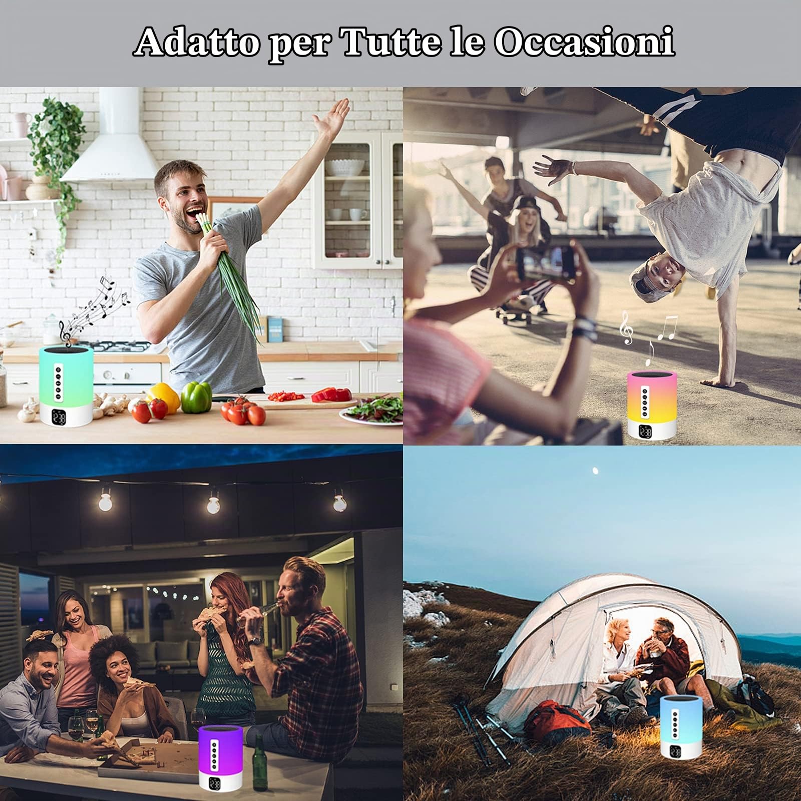 Biseoamz Altoparlante Bluetooth Multifunzione 5 in 1 con Luce, Sveglia Bambini, Macchina Rumore Bianco, Lampada da Comodino, Regalo per Ragazza Ragazzo Bambina, Regalo Donna, Idee Regalo Compleanno