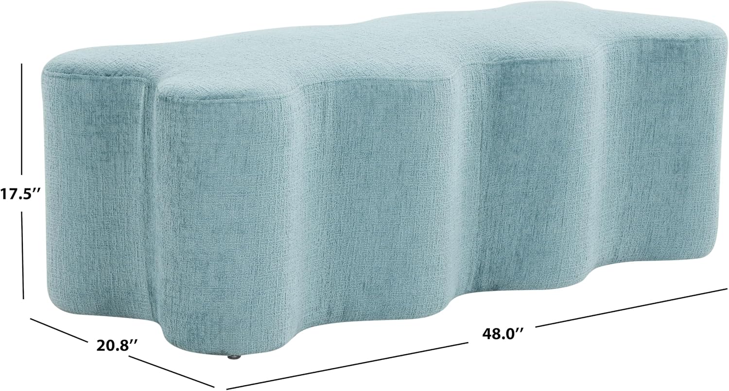 SAFAVIEH Couture Collection Jacqualessa Blue Chenille Ottoman Bench (Fully Assembled)