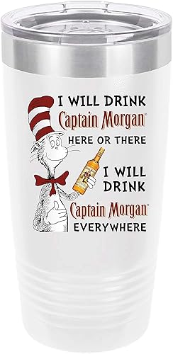 Miniatura 1 de Polar Camel Captain Morgan - Vaso de acero inoxidable aislado al vacío con tapa transparente, gran vaso de viaje de 20 onzas