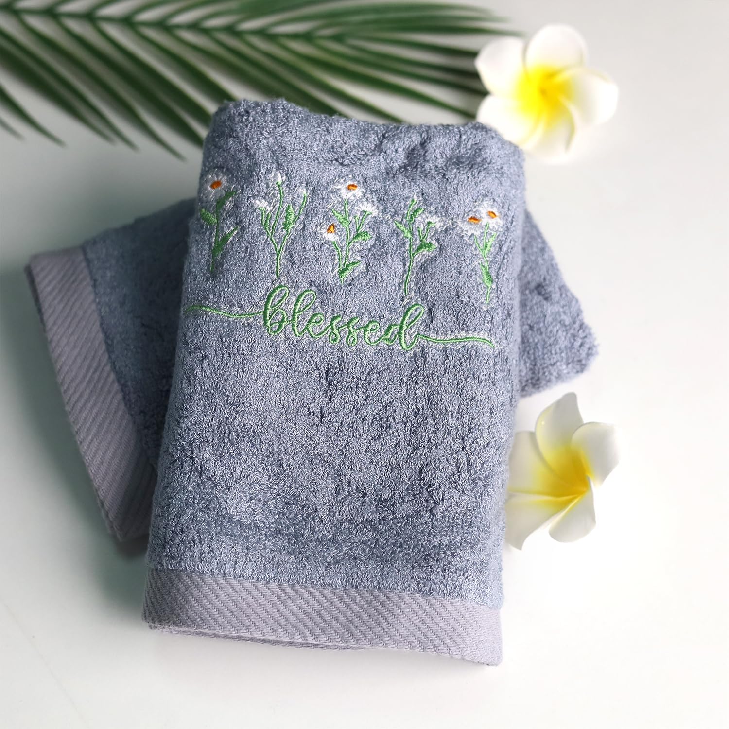 Amazon.com: Mellozen - Embroidered Hand Towels Set of 2, Absorbent Soft ...