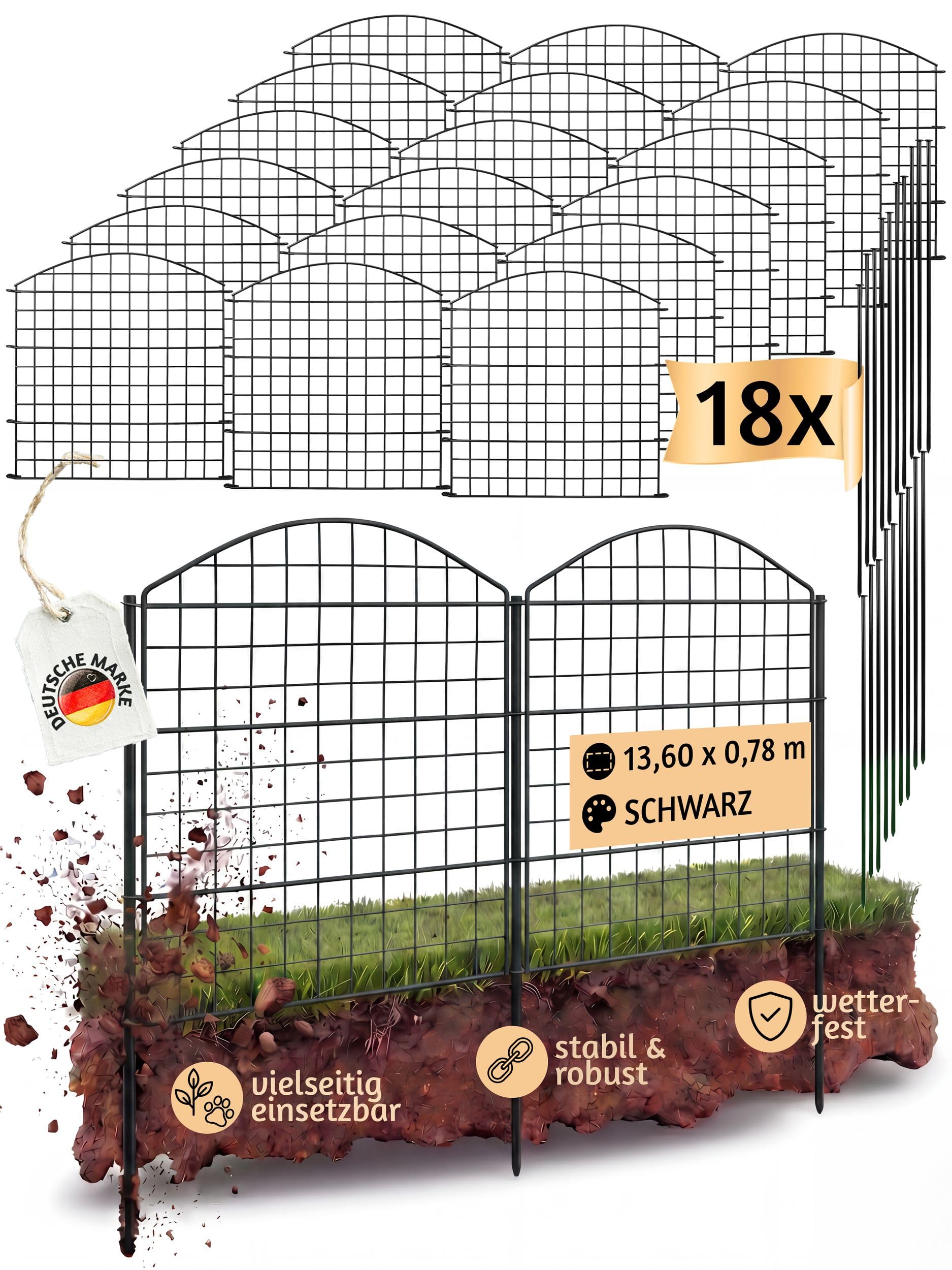 Zaun Steckzaun Gartenzaun Teichzaun für Garten 18 Zaunelemente V2Aox