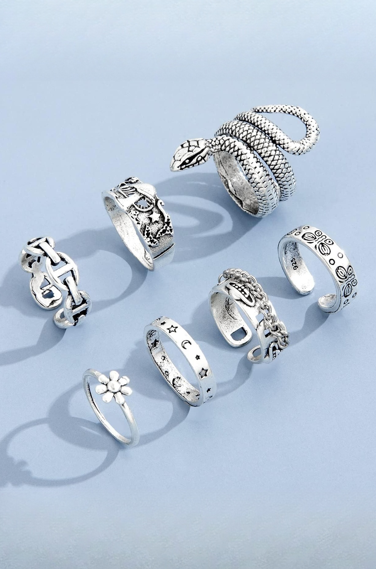 Latest Stylish Metal Boho Midi Finger Rings for Women and Girls - Silver