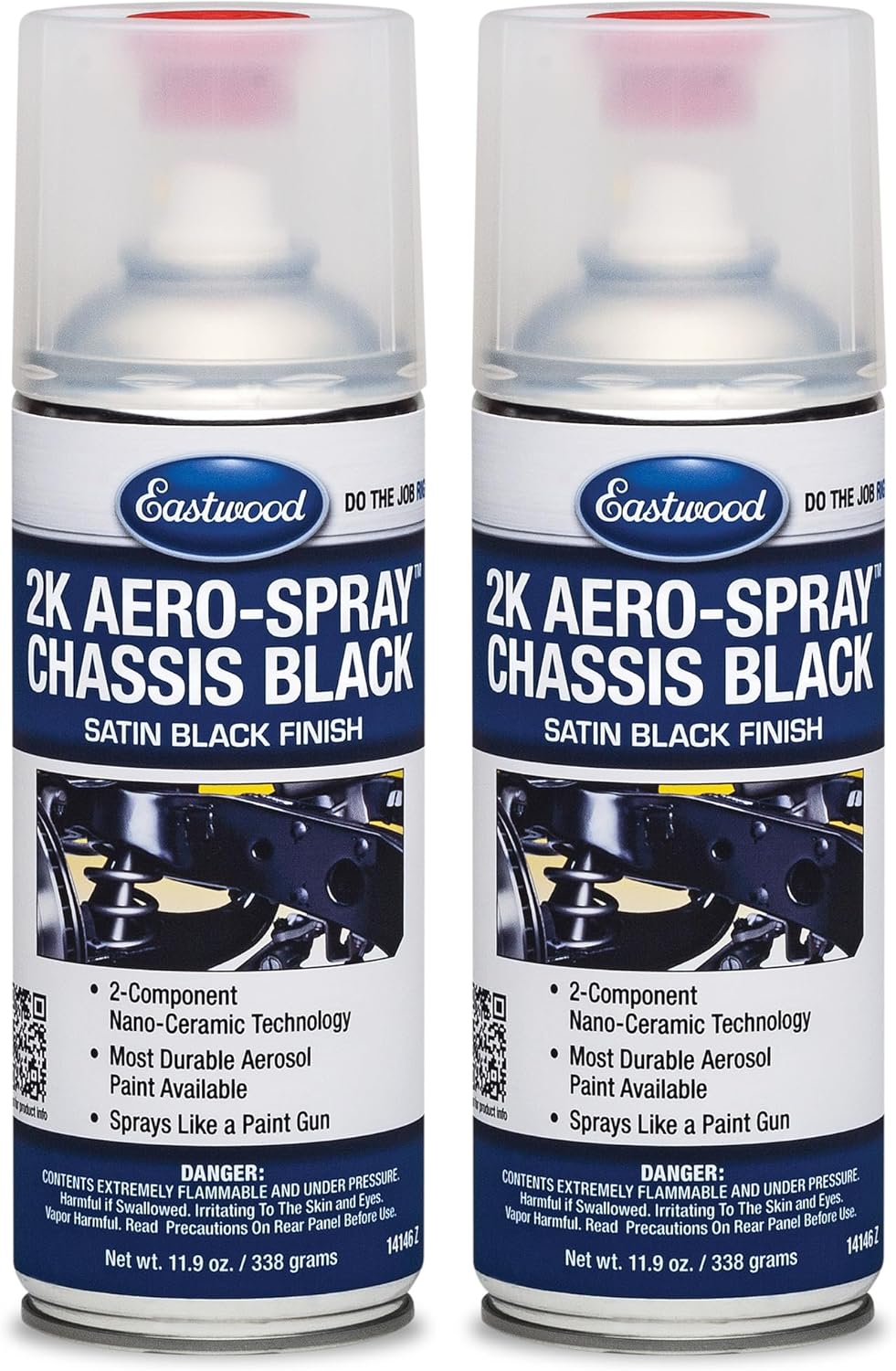 Eastwood 2K AeroSpray Chassis Black Satin Frame and Suspension Spray Paint | 12 oz Aerosol | 2 Pack